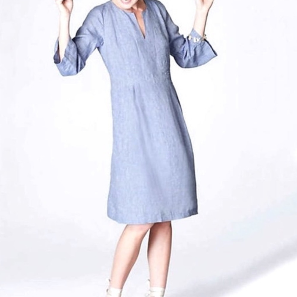 J.Jill blue linen dress, size 1X, new